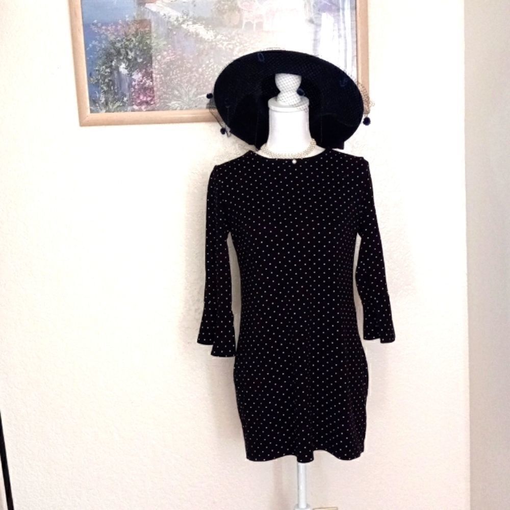 Old Navy Midi Dress Black with white dots Size SP